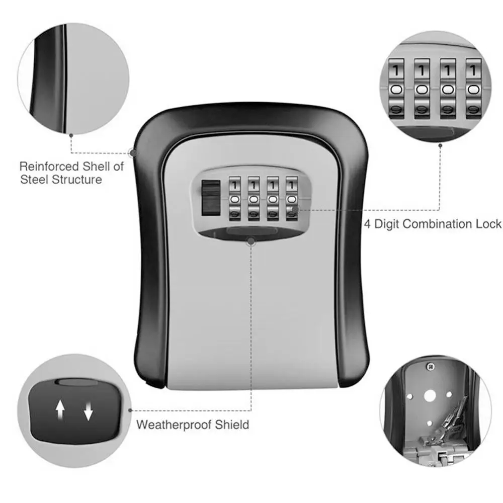 Wall Mount Key Lock Box 4 Digi - Home Security Items 评论和价格