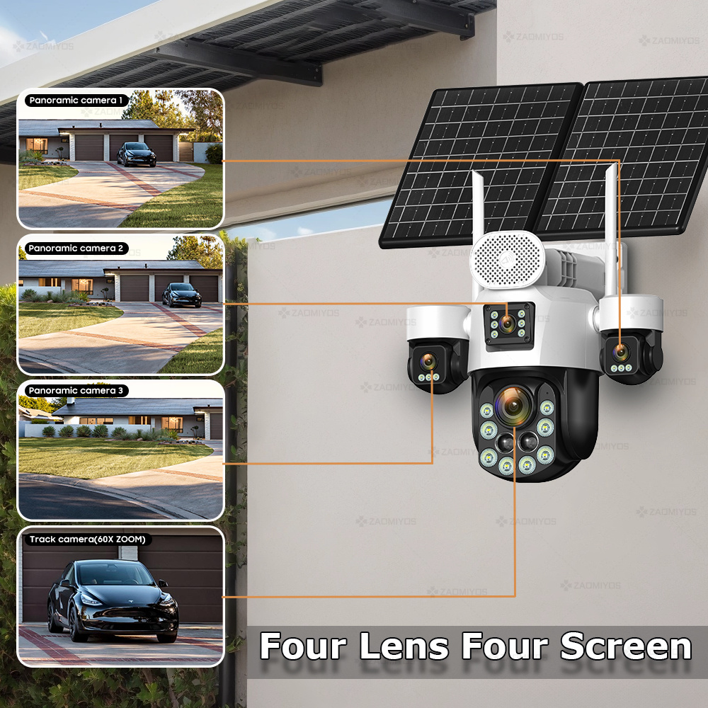 4 Lens Outdoor 360° Surveillan - Home Security Items 评论和价格
