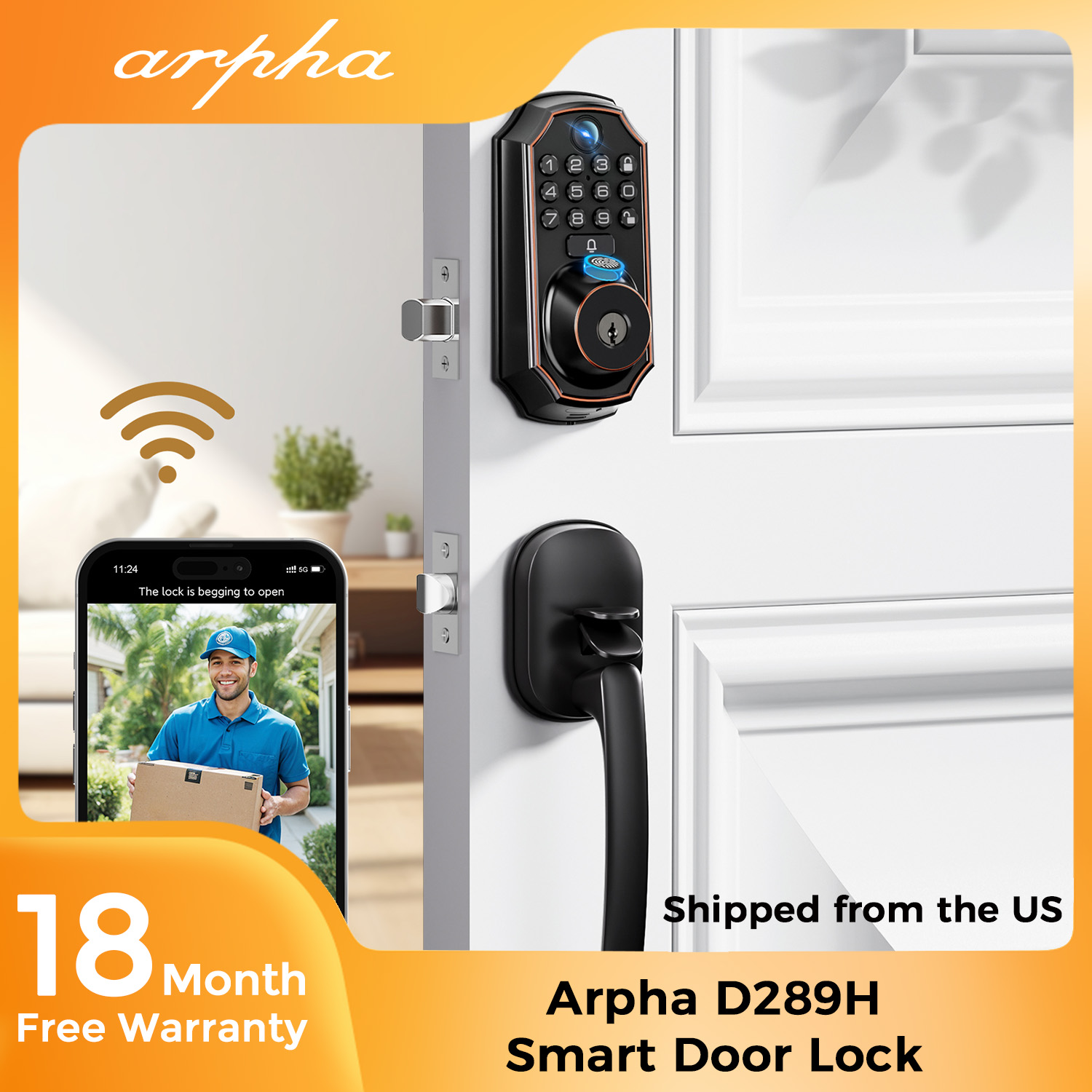 ARPHA D289H Smart Door Lock wi - Home Security Front Door Camera 评论和价格