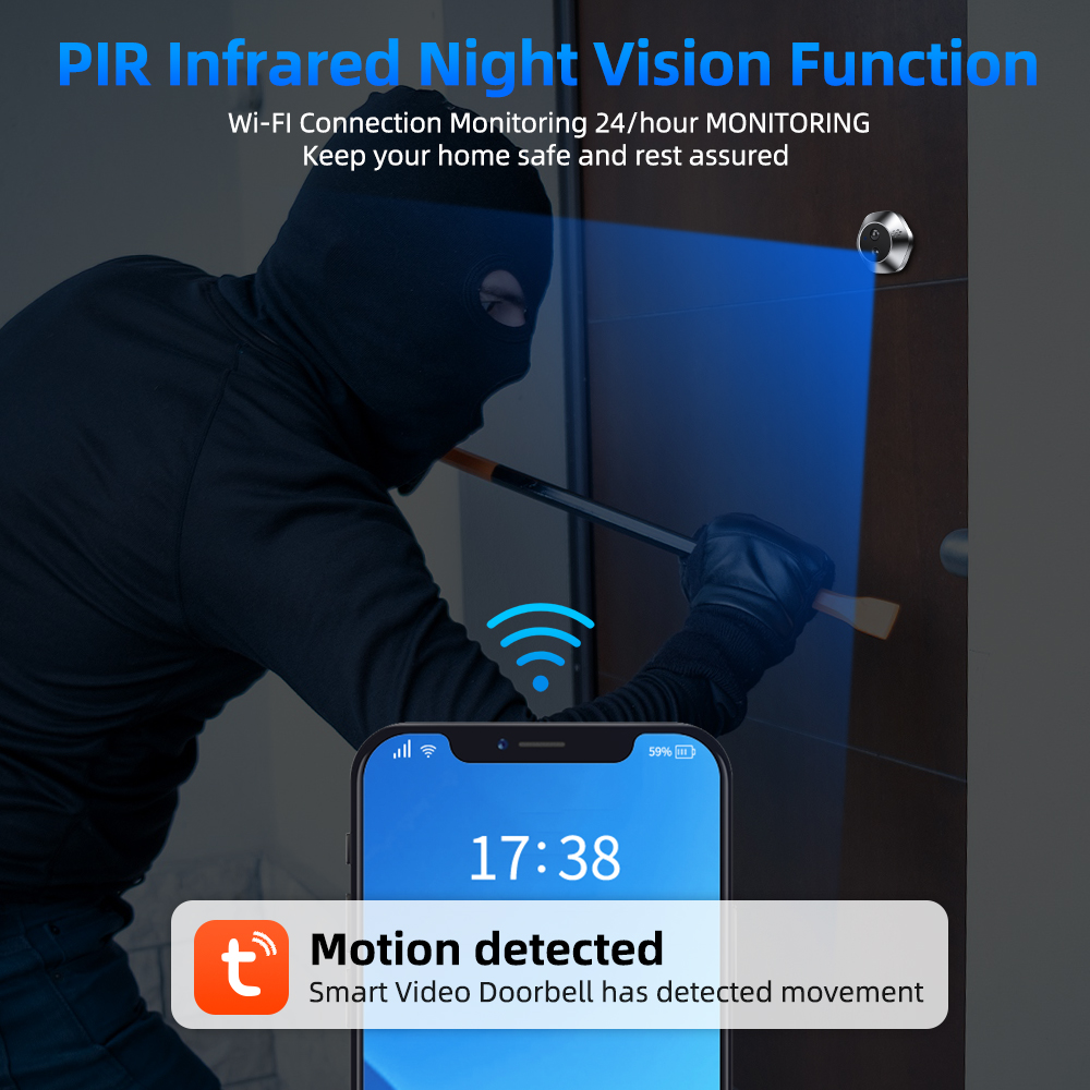 1080P WiFi Peephole Tuya Smart - Home Security Items 评论和价格